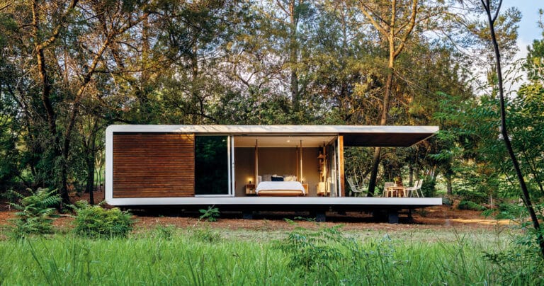 With its boldly graphic shape and wooden cladding and deck, the Zenkaya ...