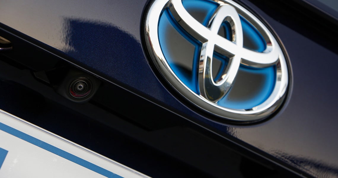 The Toyota emblem on the RAV4