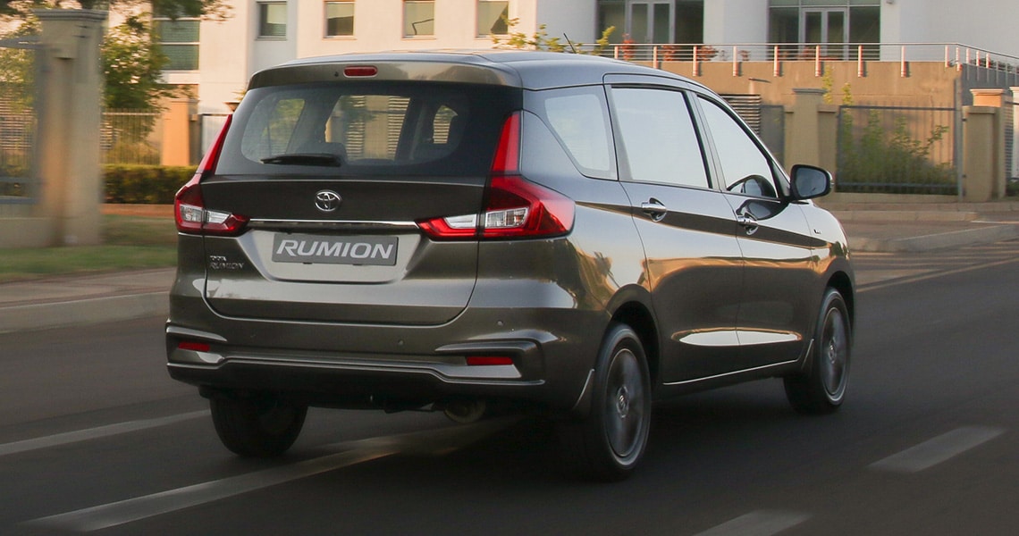 All Toyota Rumions have a full-size spare wheel, driver and passenger airbags, ABS, EBD and ISOFIX points, as well as an immobiliser and alarm.