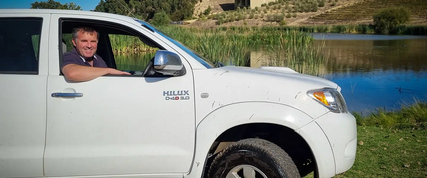 When he’s not crafting award-winning Bordeaux blends in the cellar, Glenelly winemaker Luke O'Cuinneagain loves nothing more than to hit the road in his trusty Hilux. 