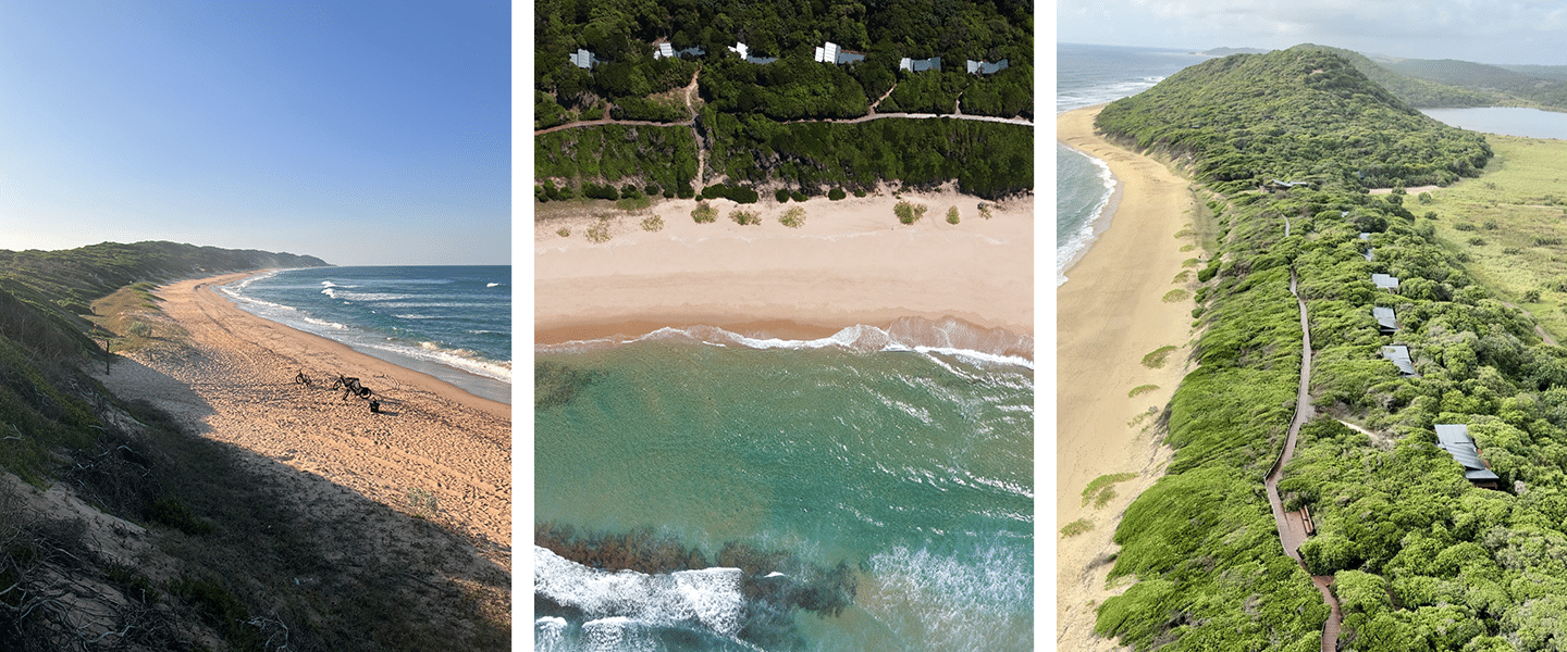 An aerial view of Membene Lodge in Maputo National Park